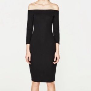 ZARA off the shoulder basic black dress
